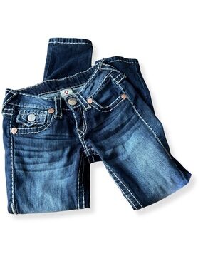 True Religion Ricky Skinny Jeans Women 26 Dark Wash Flap Pocket Made in USA